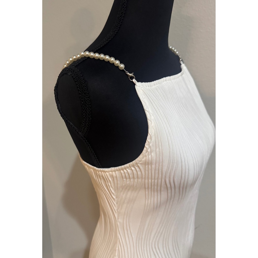 RIHOAS White Midi Dress Pearl Strap Sleeveless Bodycon Party Size S - Picture 5 of 10
